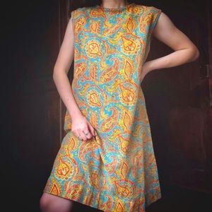 One of a kind vintage late 1950’s early 1960’s handmade paisley A-line dress